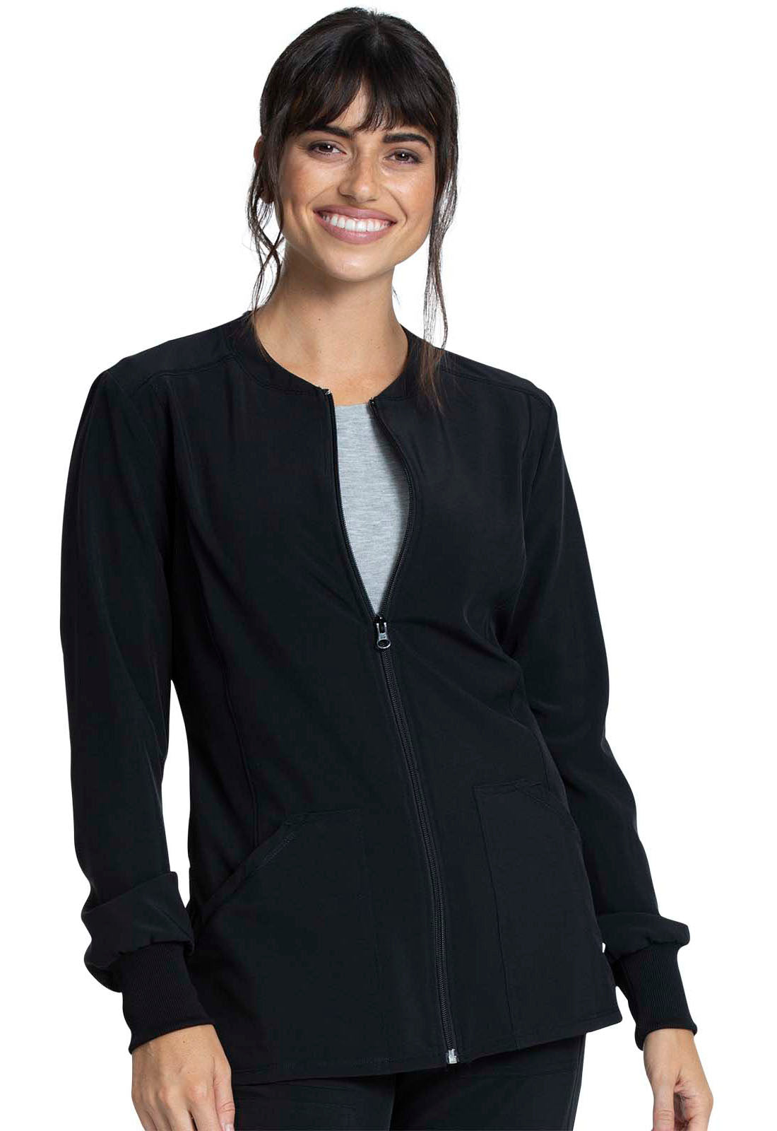 Allura CKA384 Zip Front Jacket Black | Scrubs for Women