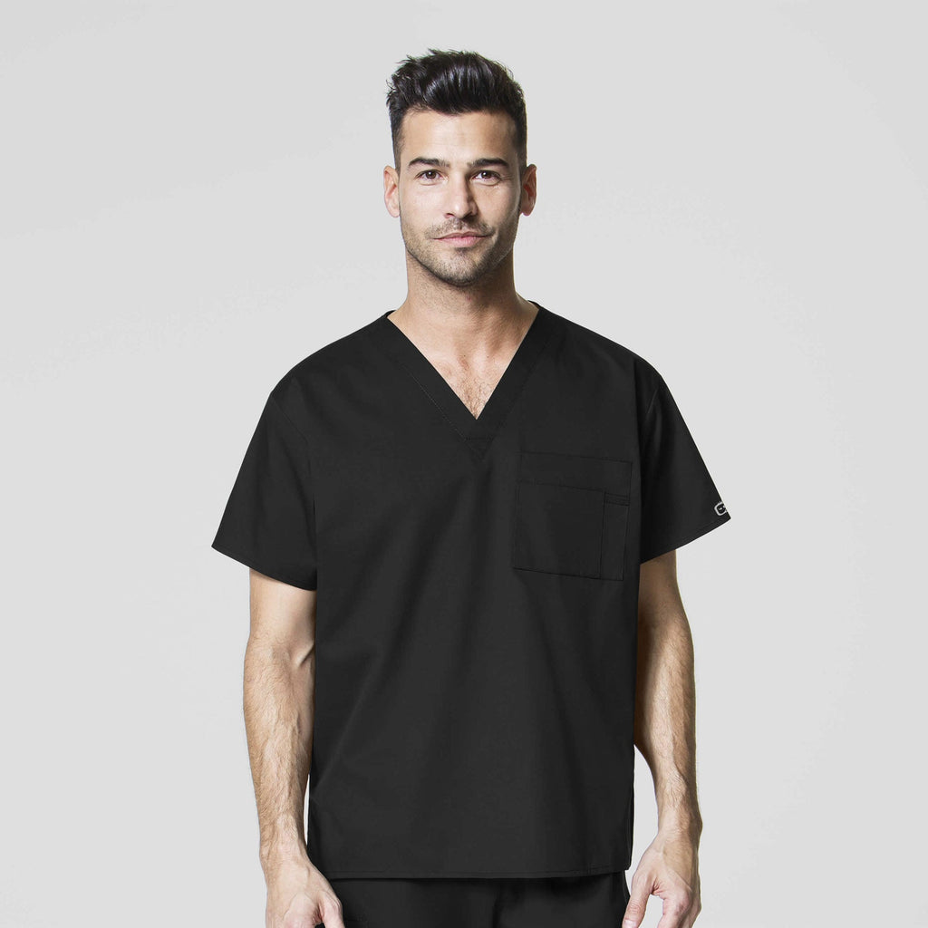 WonderWORK 100 Unisex V-Neck Scrub Top Black
