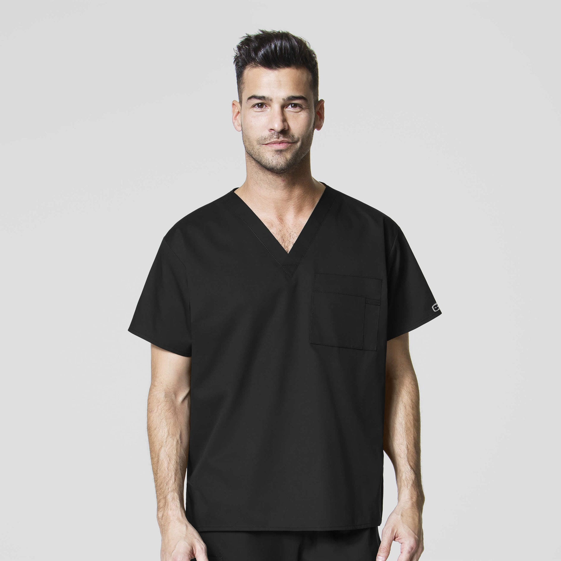 WonderWORK 100 Unisex V-Neck Scrub Top Black