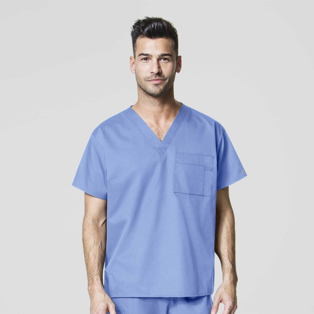 WonderWORK 100 Unisex V-Neck Scrub Top Ceil Blue
