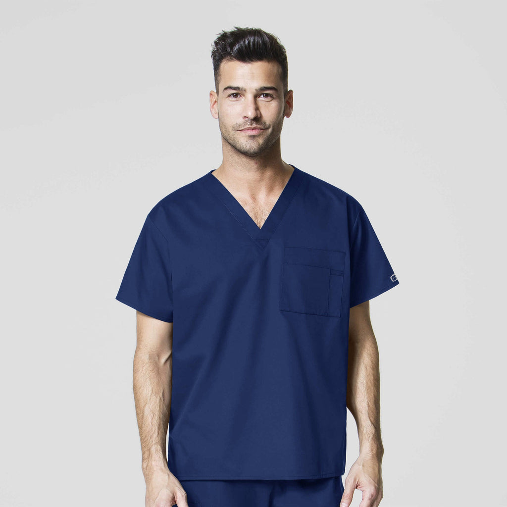 WonderWORK 100 Unisex V-Neck Scrub Top Navy