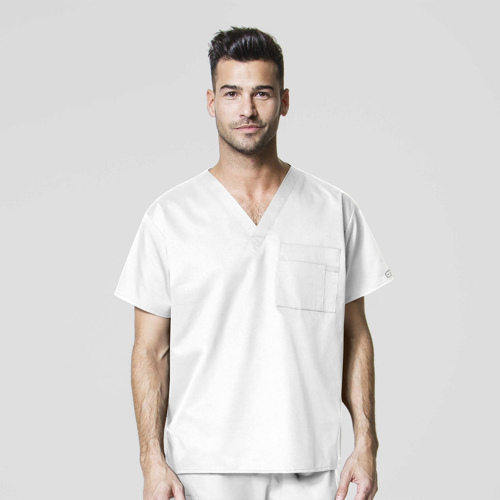WonderWORK 100 Unisex V-Neck Scrub Top White