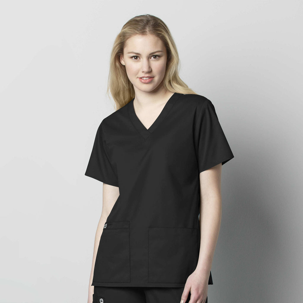 WonderWORK 101 V-Neck Scrub Top Black
