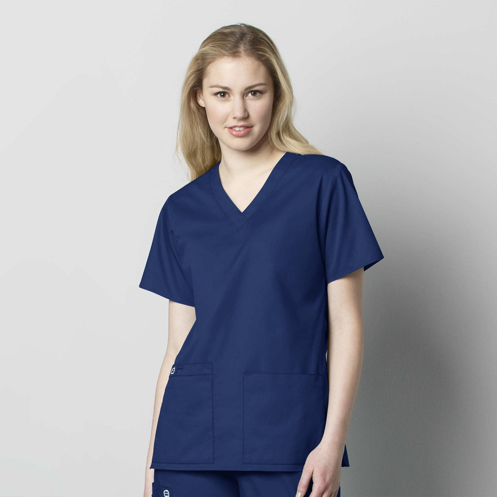 WonderWORK 101 V-Neck Scrub Top Navy