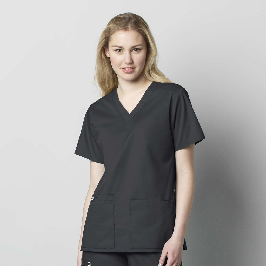WonderWORK 101 V-Neck Scrub Top Pewter