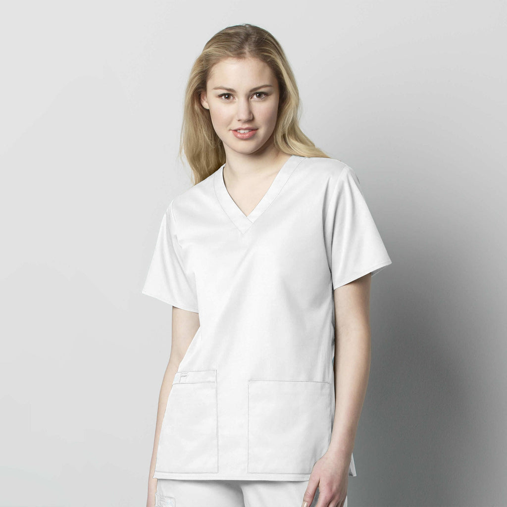 WonderWORK 101 V-Neck Scrub Top White