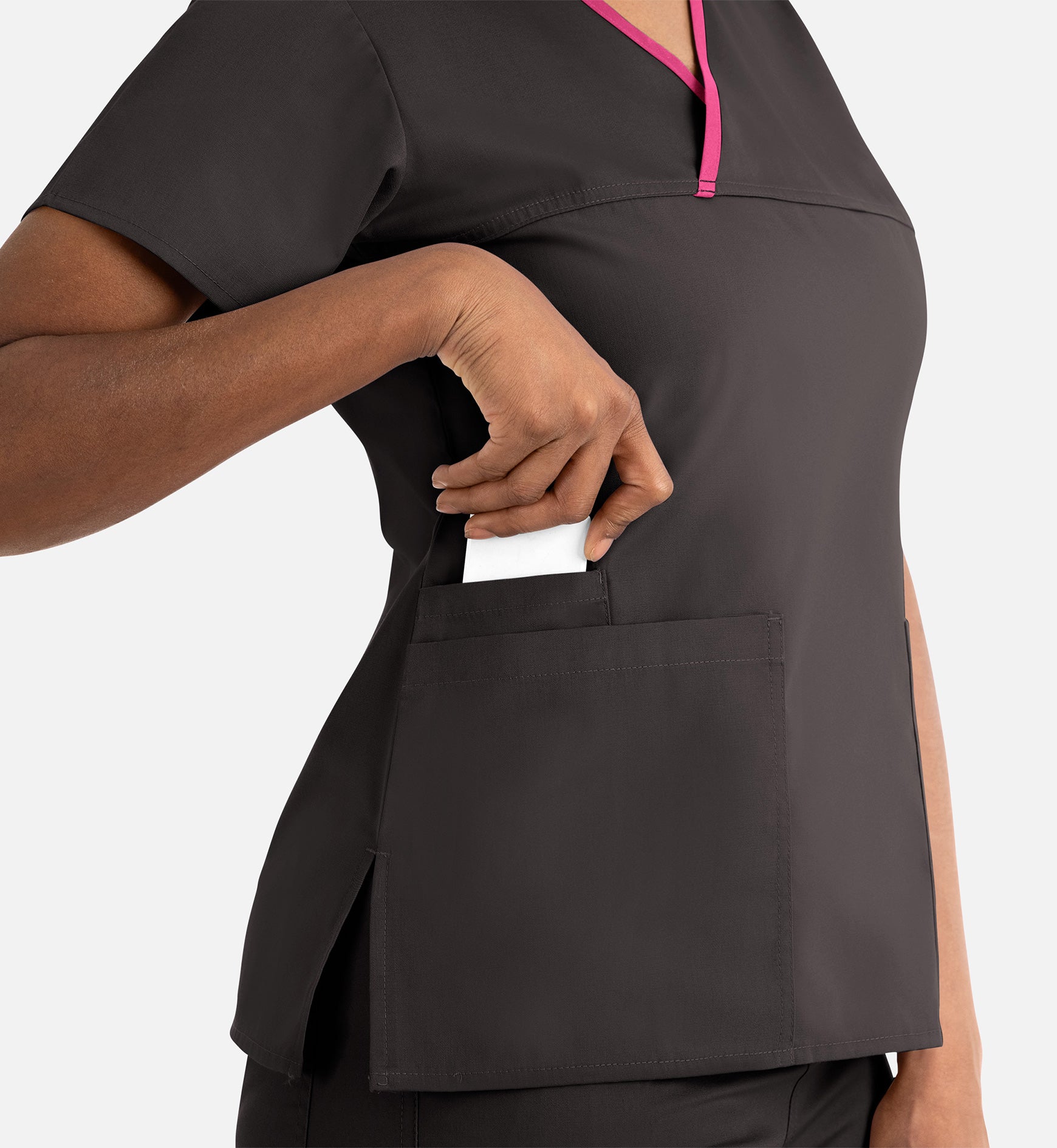 Core 1026 Women's Contrast Mock Wrap Top Chocolate