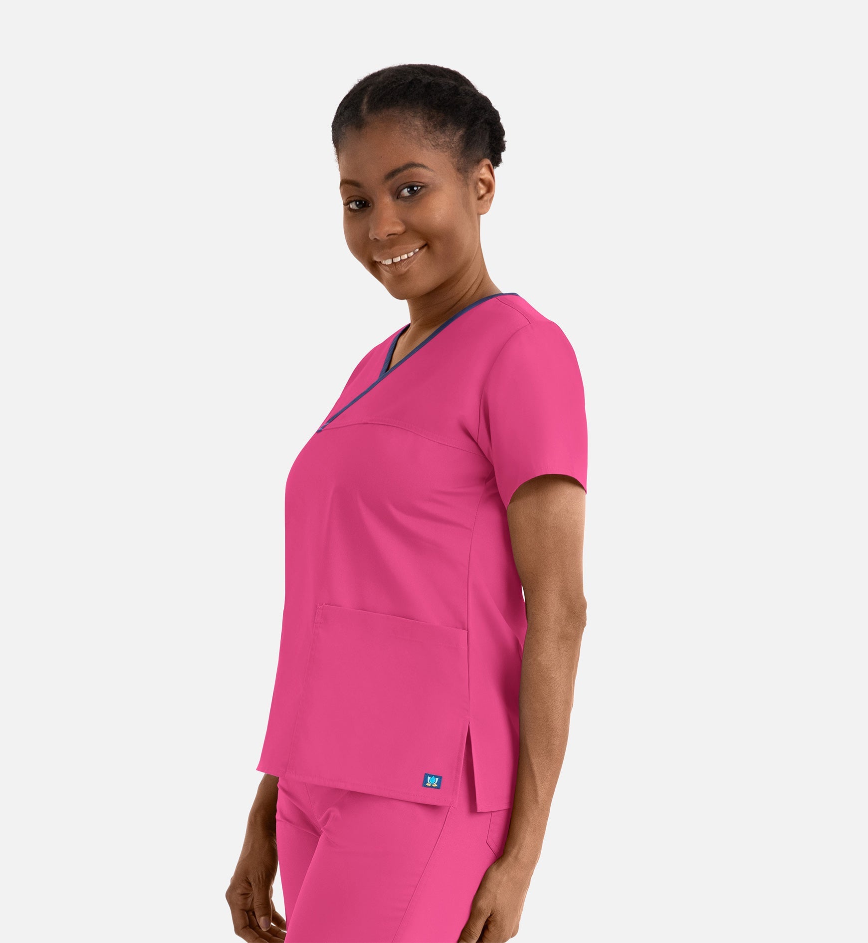 Core 1026 Women's Contrast Mock Wrap Top Hot Pink