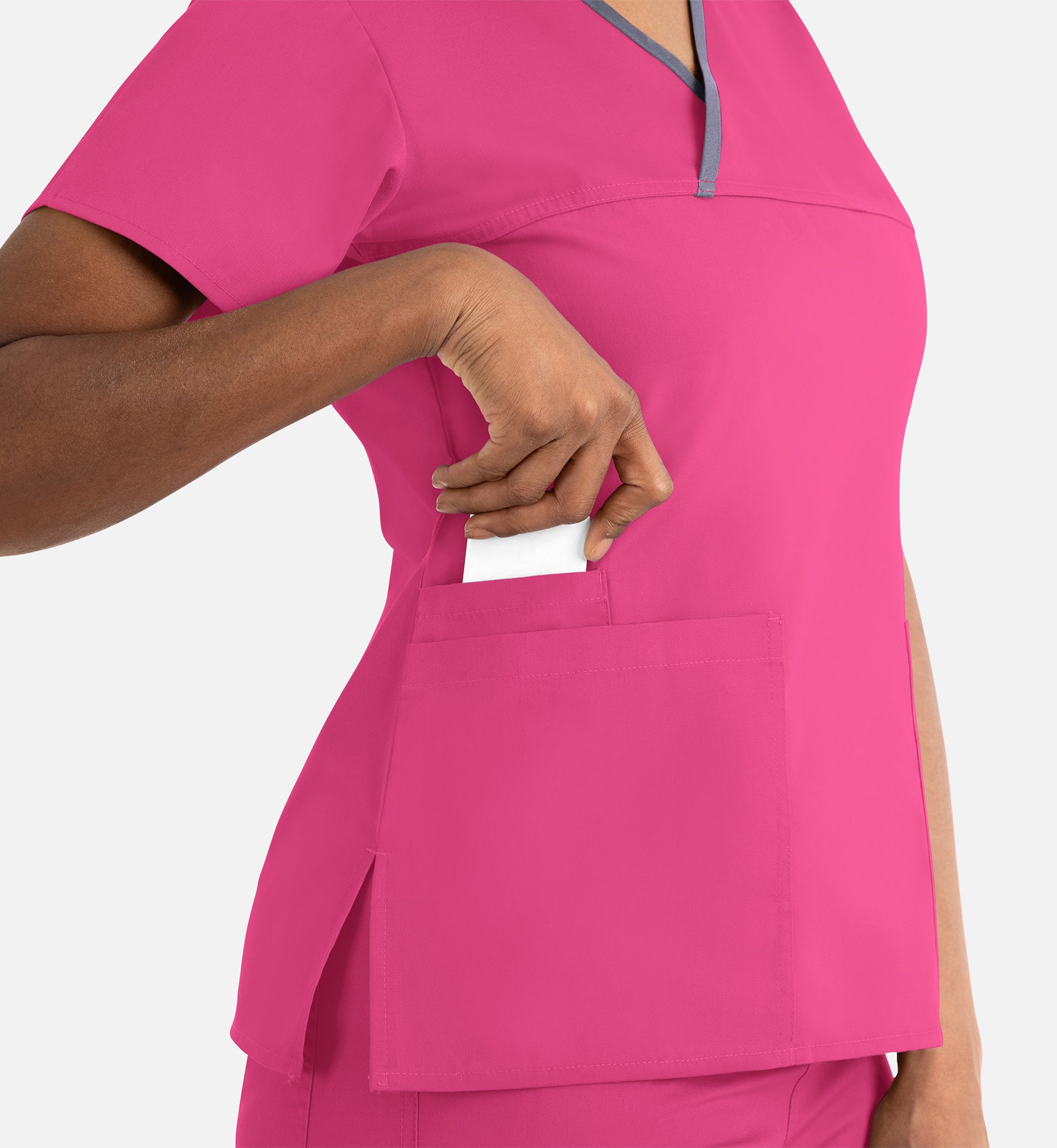 Core 1026 Women's Contrast Mock Wrap Top Hot Pink