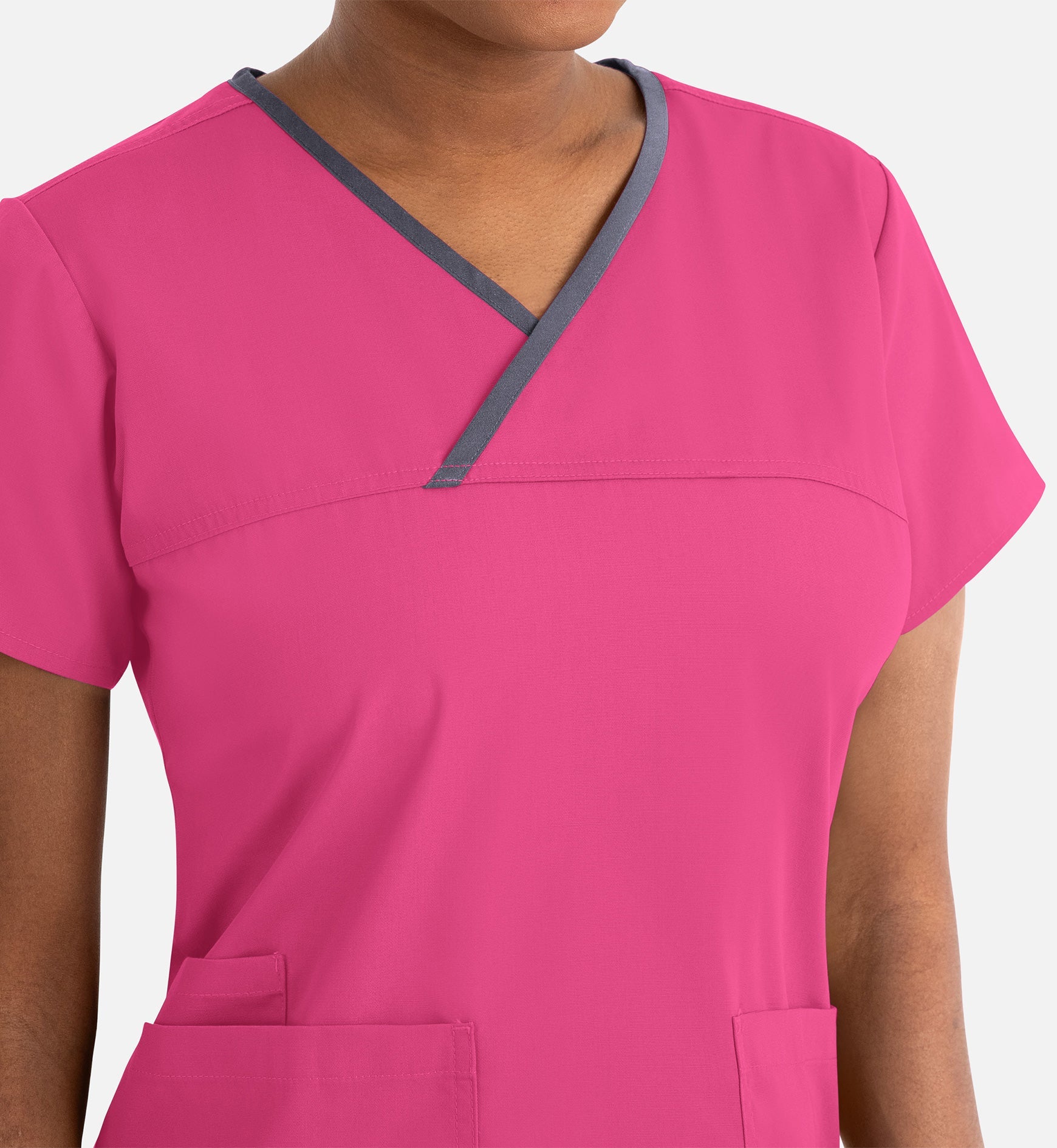 Core 1026 Women's Contrast Mock Wrap Top Hot Pink