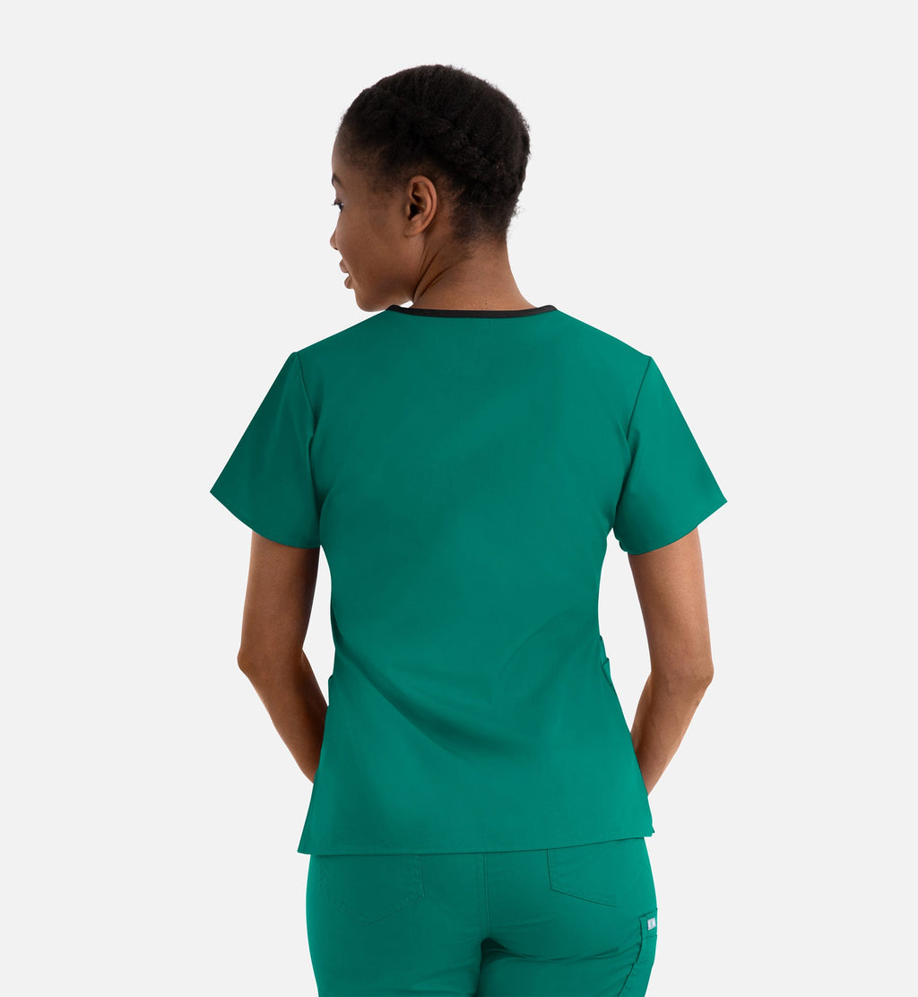Core 1026 Women's Contrast Mock Wrap Top Hunter