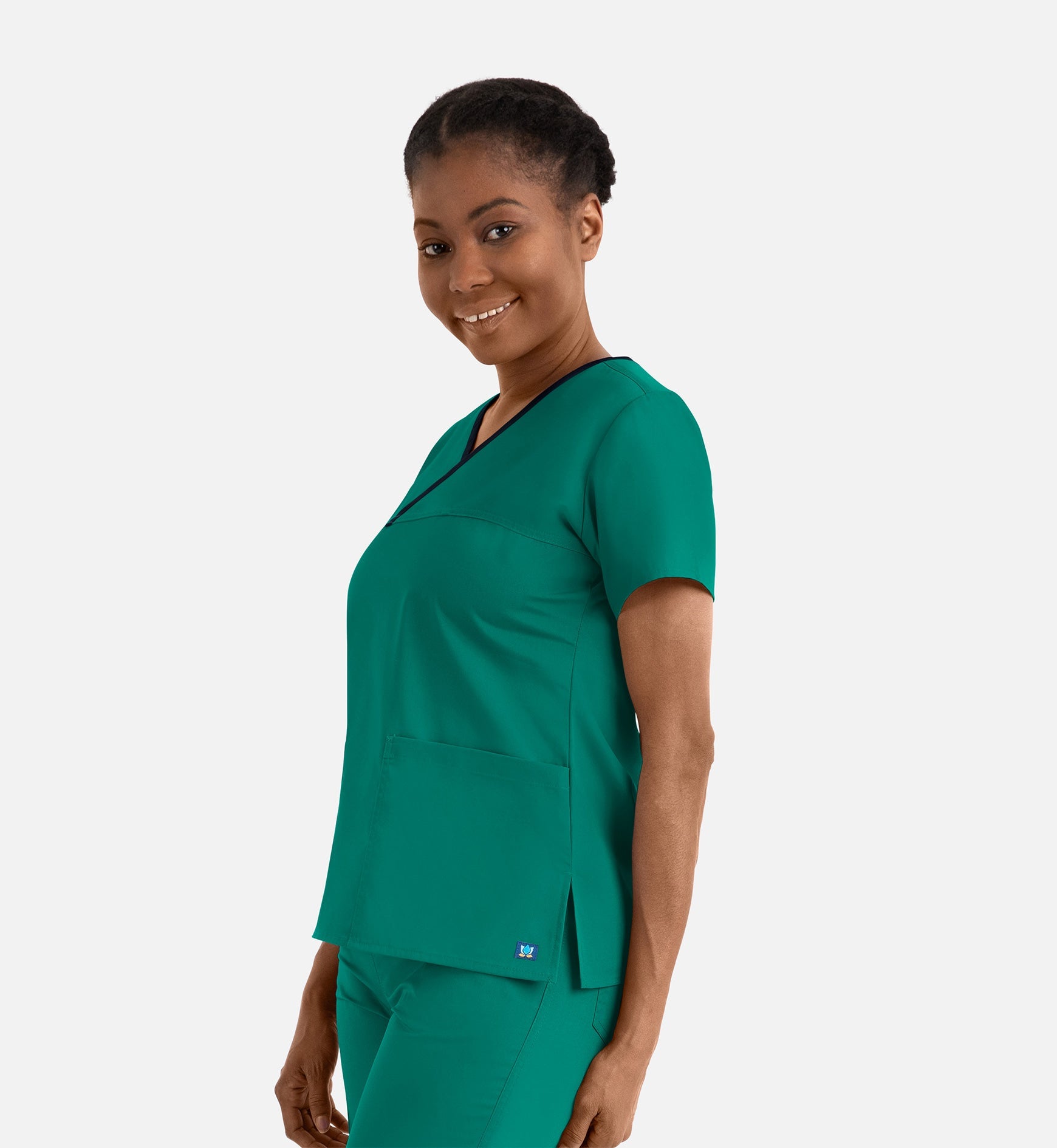Core 1026 Women's Contrast Mock Wrap Top Hunter