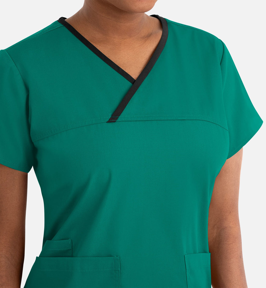 Core 1026 Women's Contrast Mock Wrap Top Hunter
