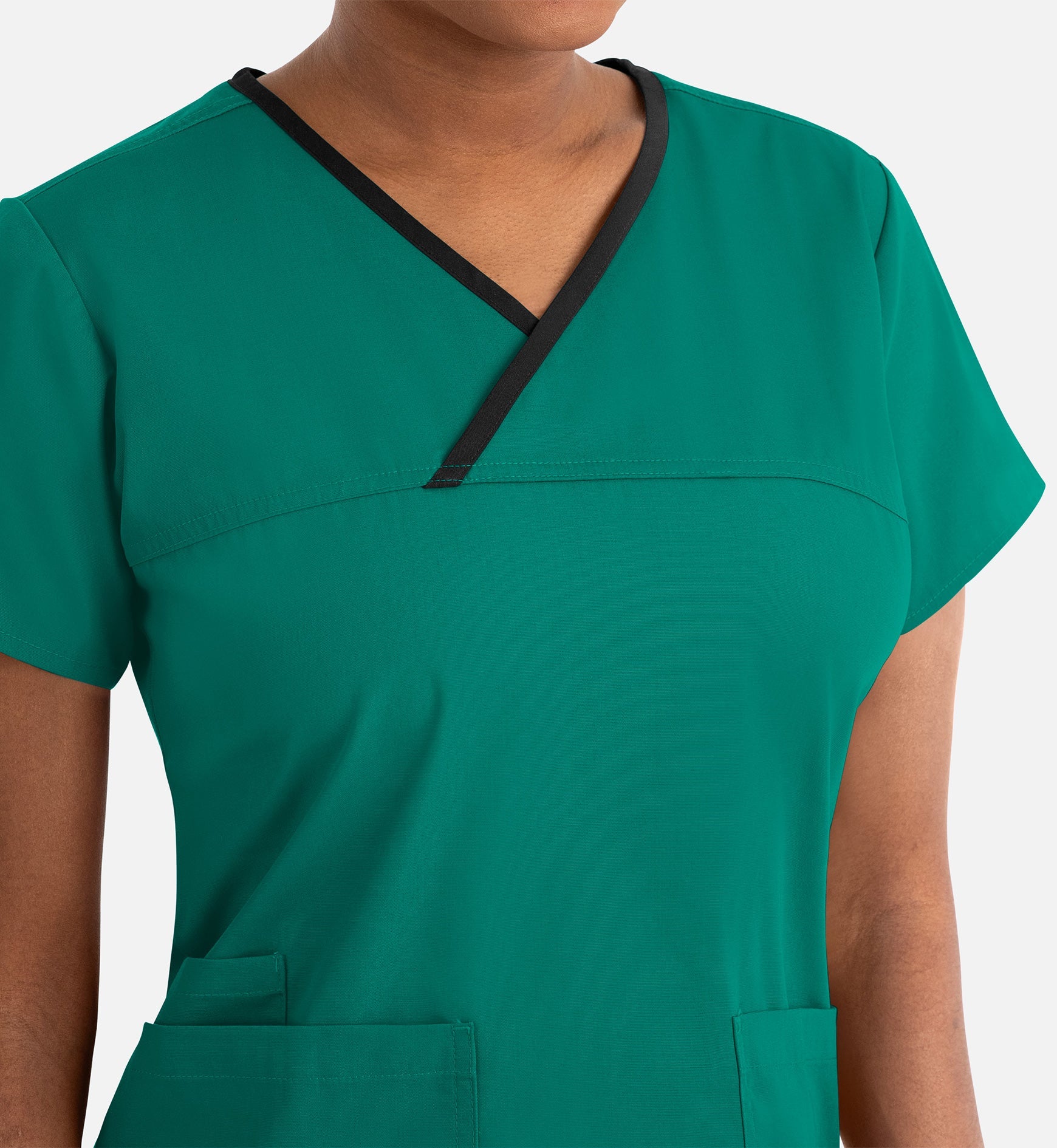 Core 1026 Women's Contrast Mock Wrap Top Hunter