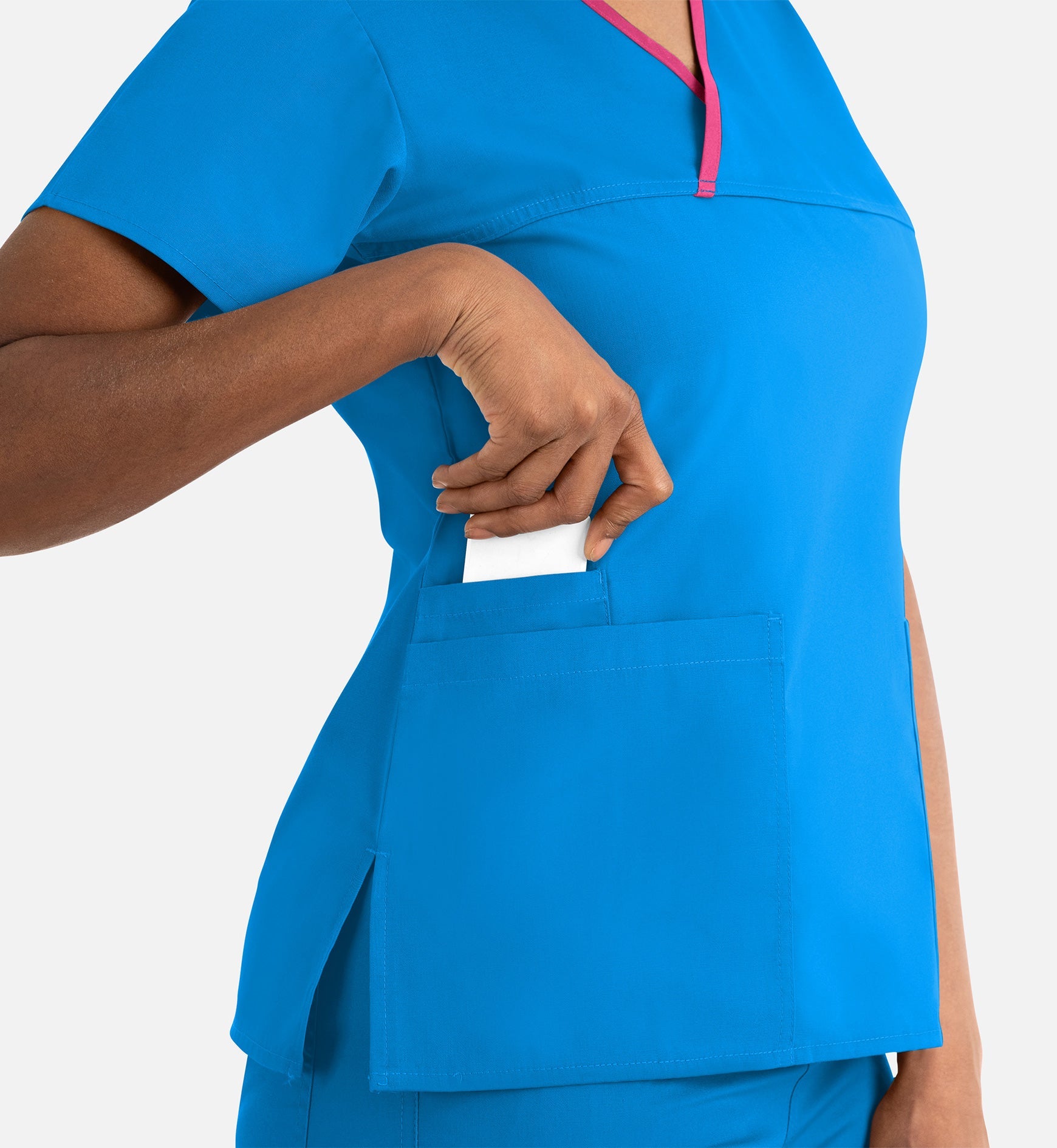 Core 1026 Women's Contrast Mock Wrap Top Malibu Blue