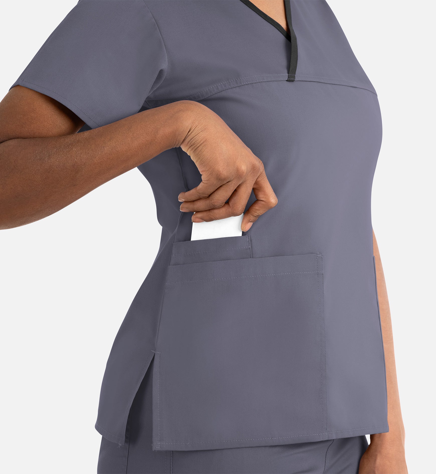Core 1026 Women's Contrast Mock Wrap Top Pewter
