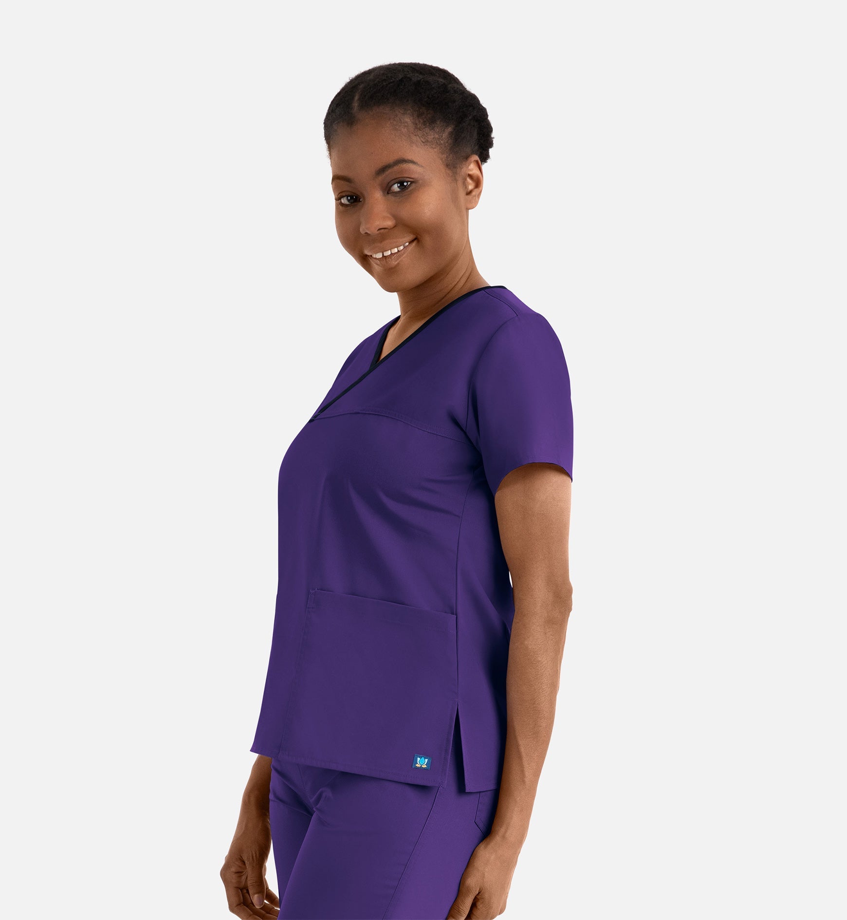 Core 1026 Women's Contrast Mock Wrap Top Purple