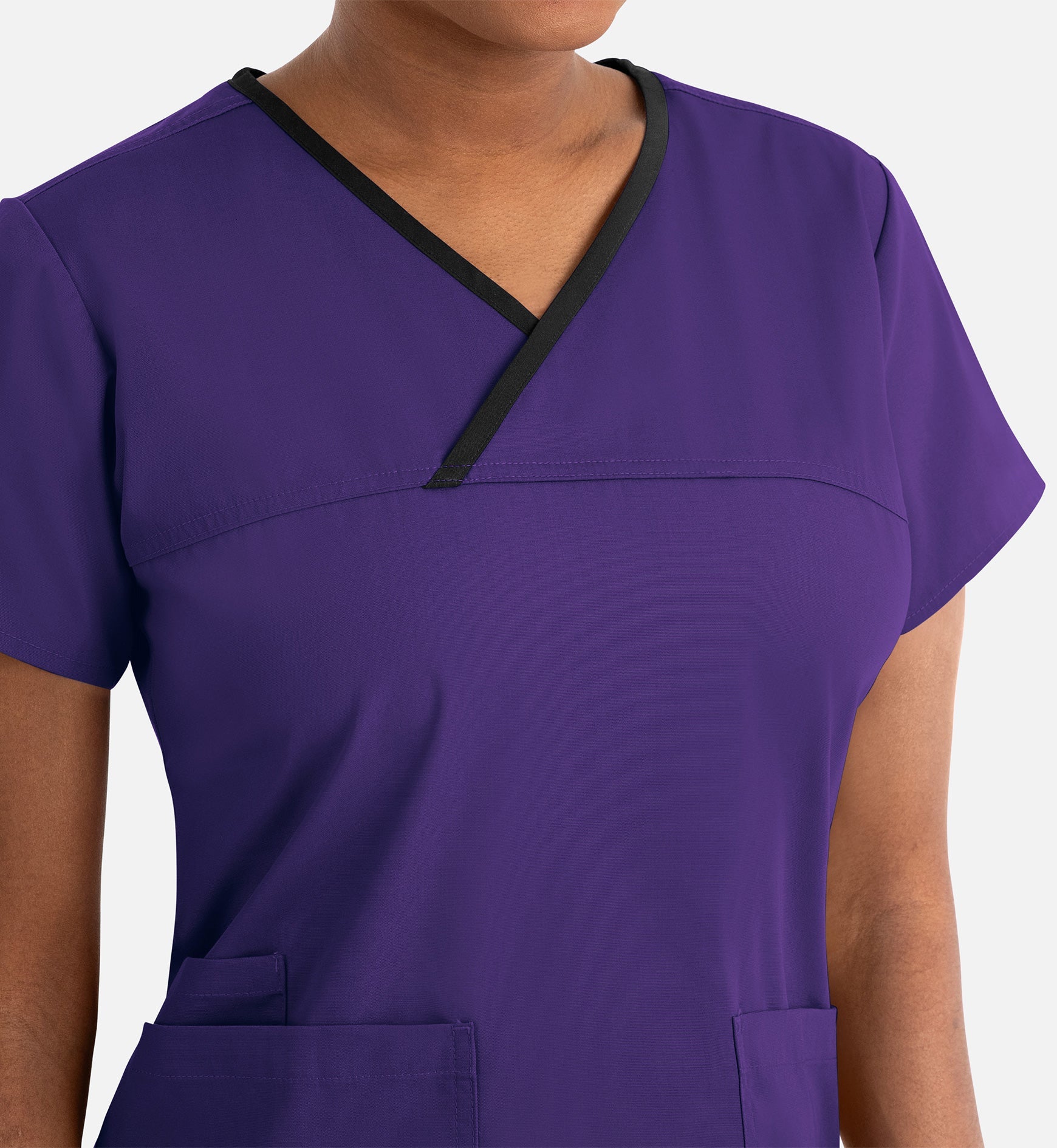 Core 1026 Women's Contrast Mock Wrap Top Purple