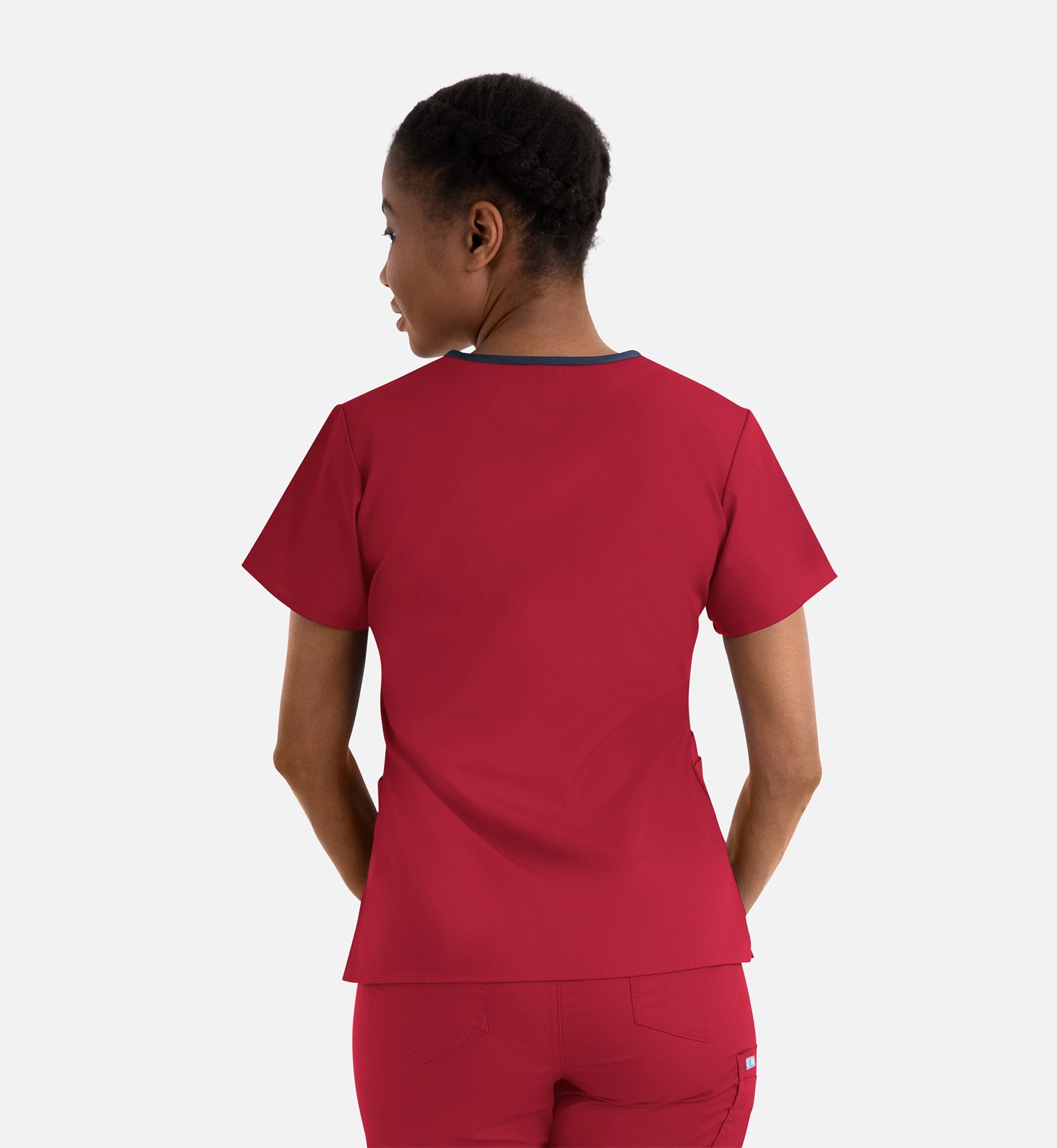 Core 1026 Women's Contrast Mock Wrap Top Red