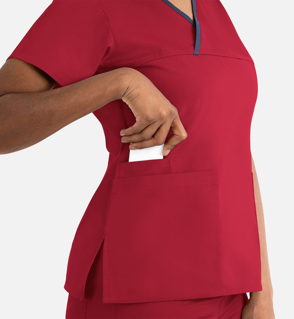 Core 1026 Women's Contrast Mock Wrap Top Red