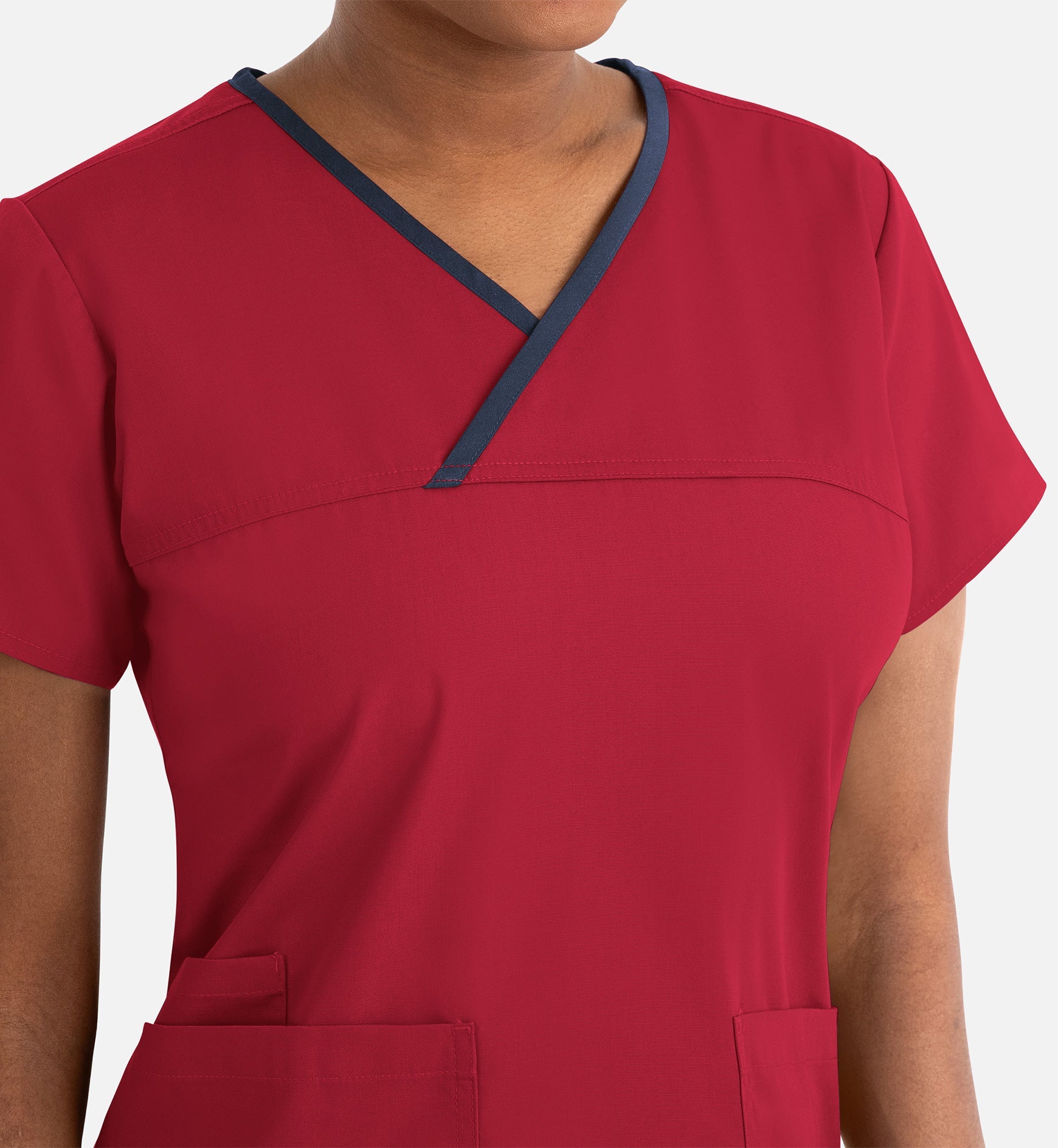 Core 1026 Women's Contrast Mock Wrap Top Red