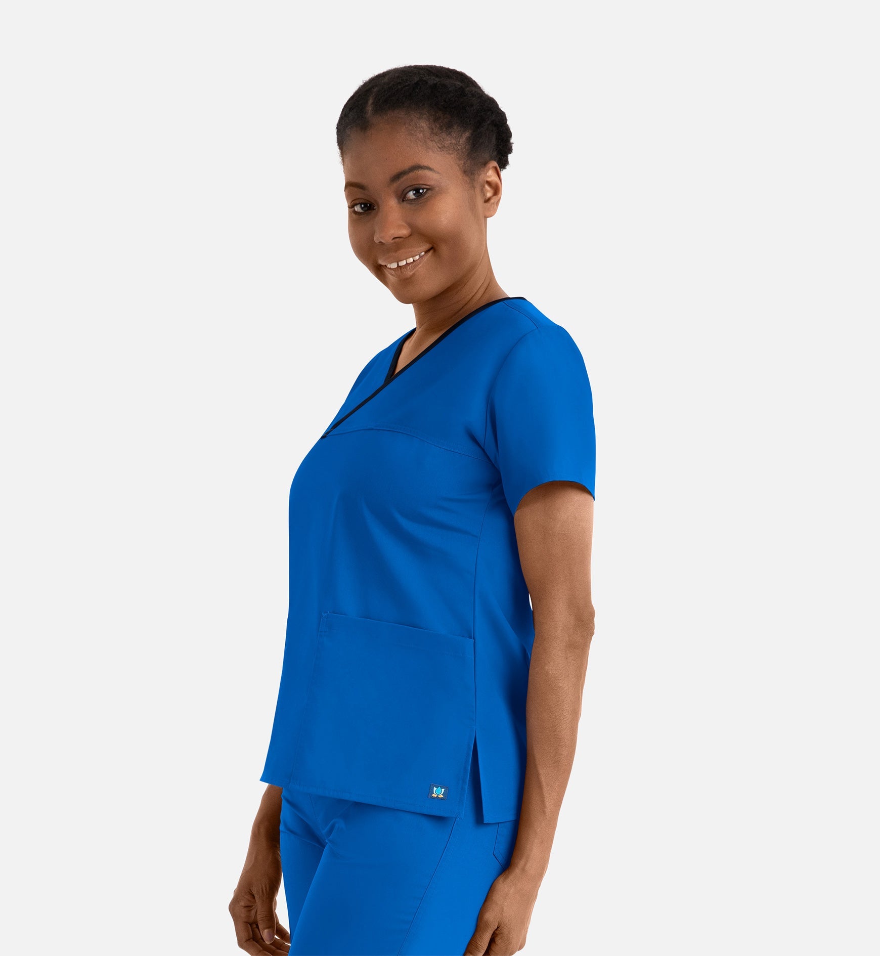 Core 1026 Women's Contrast Mock Wrap Top Royal Blue