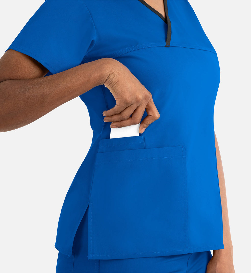 Core 1026 Women's Contrast Mock Wrap Top Royal Blue