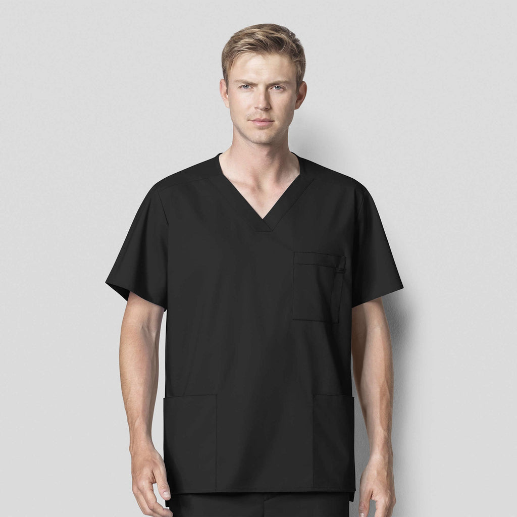 WonderWORK 103 Men's V-Neck Scrub Top Black