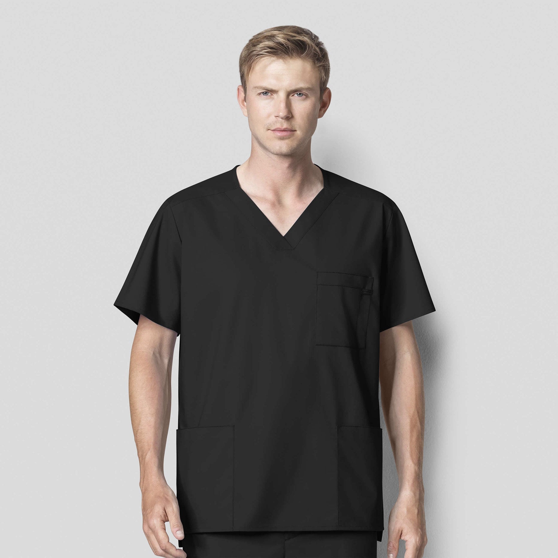 WonderWORK 103 Men's V-Neck Scrub Top Black