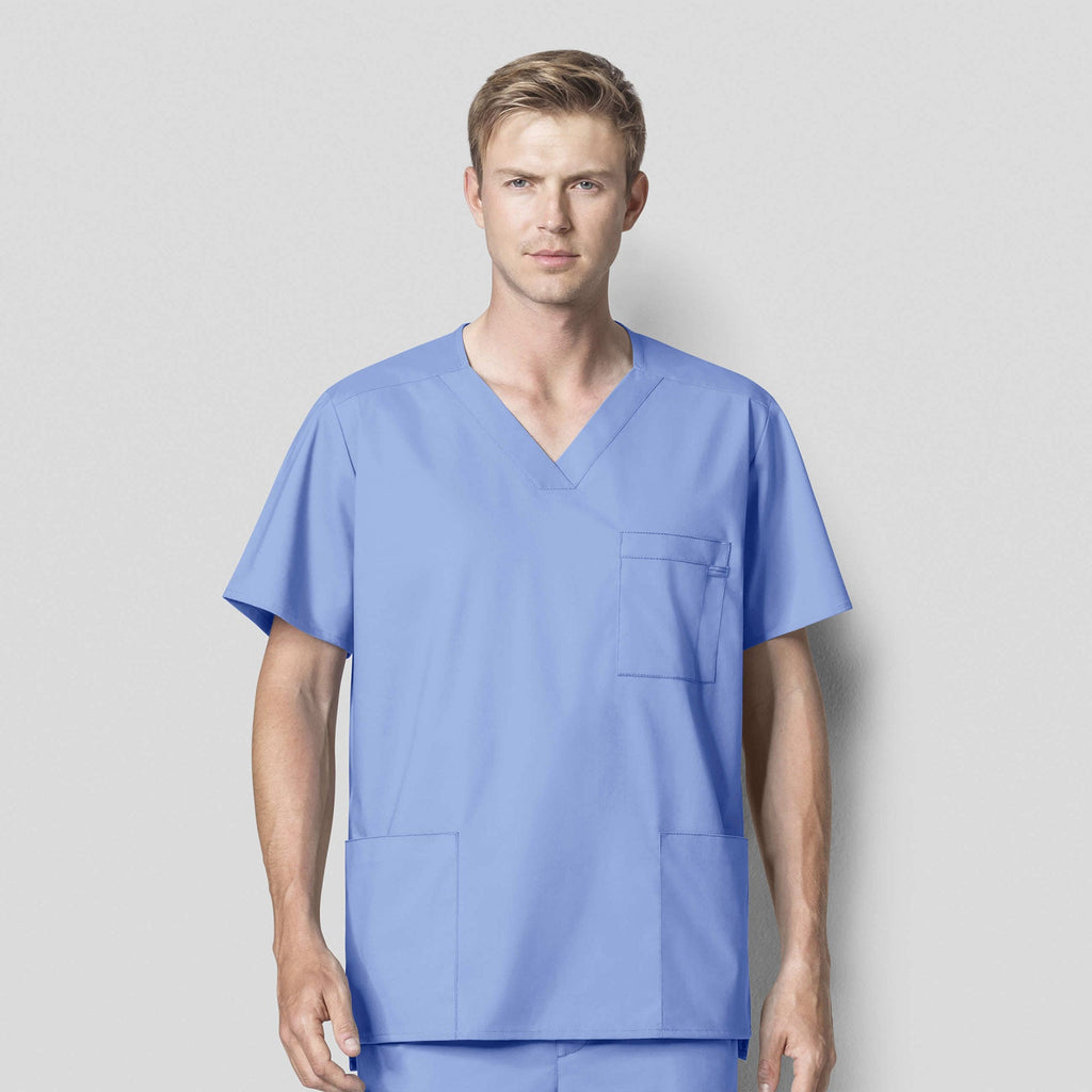 WonderWORK 103 Men's V-Neck Scrub Top Ceil Blue