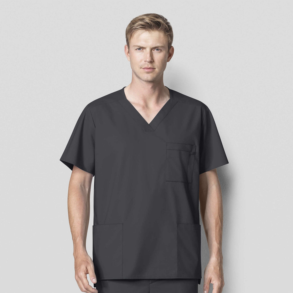 WonderWORK 103 Men's V-Neck Scrub Top Pewter
