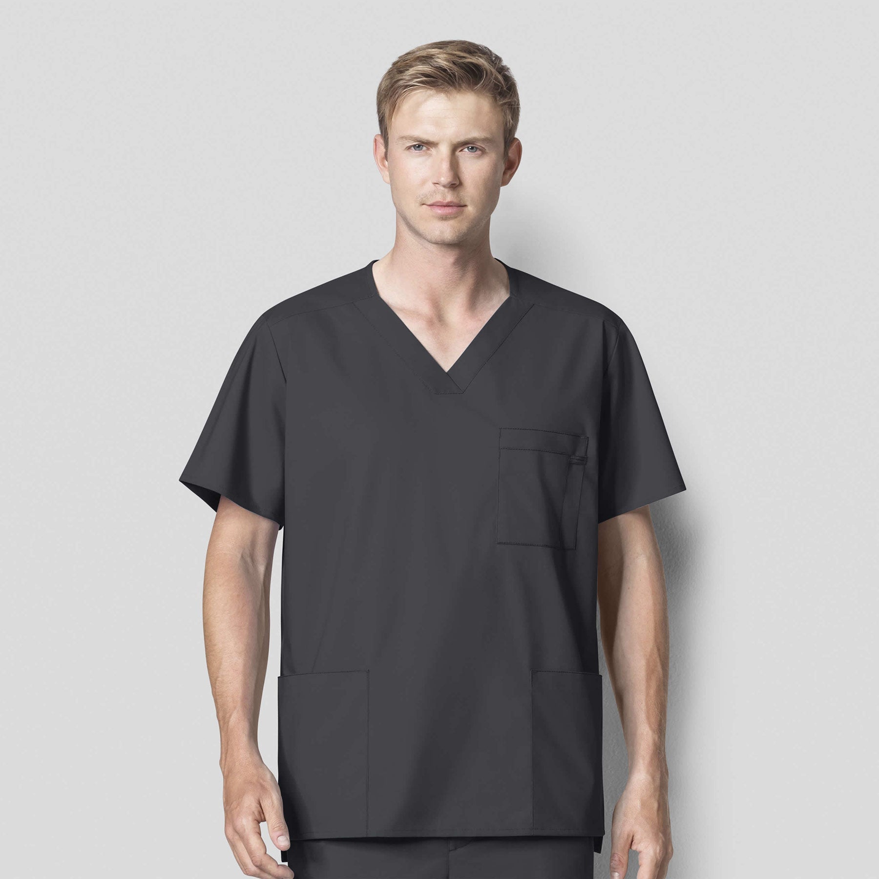 WonderWORK 103 Men's V-Neck Scrub Top Pewter