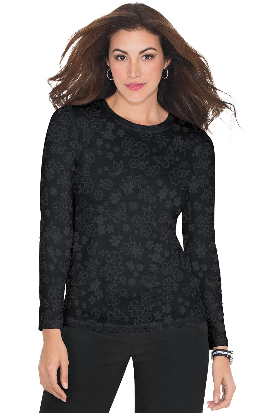 Stretch 1061PR Presley Top Flower Burnout Black