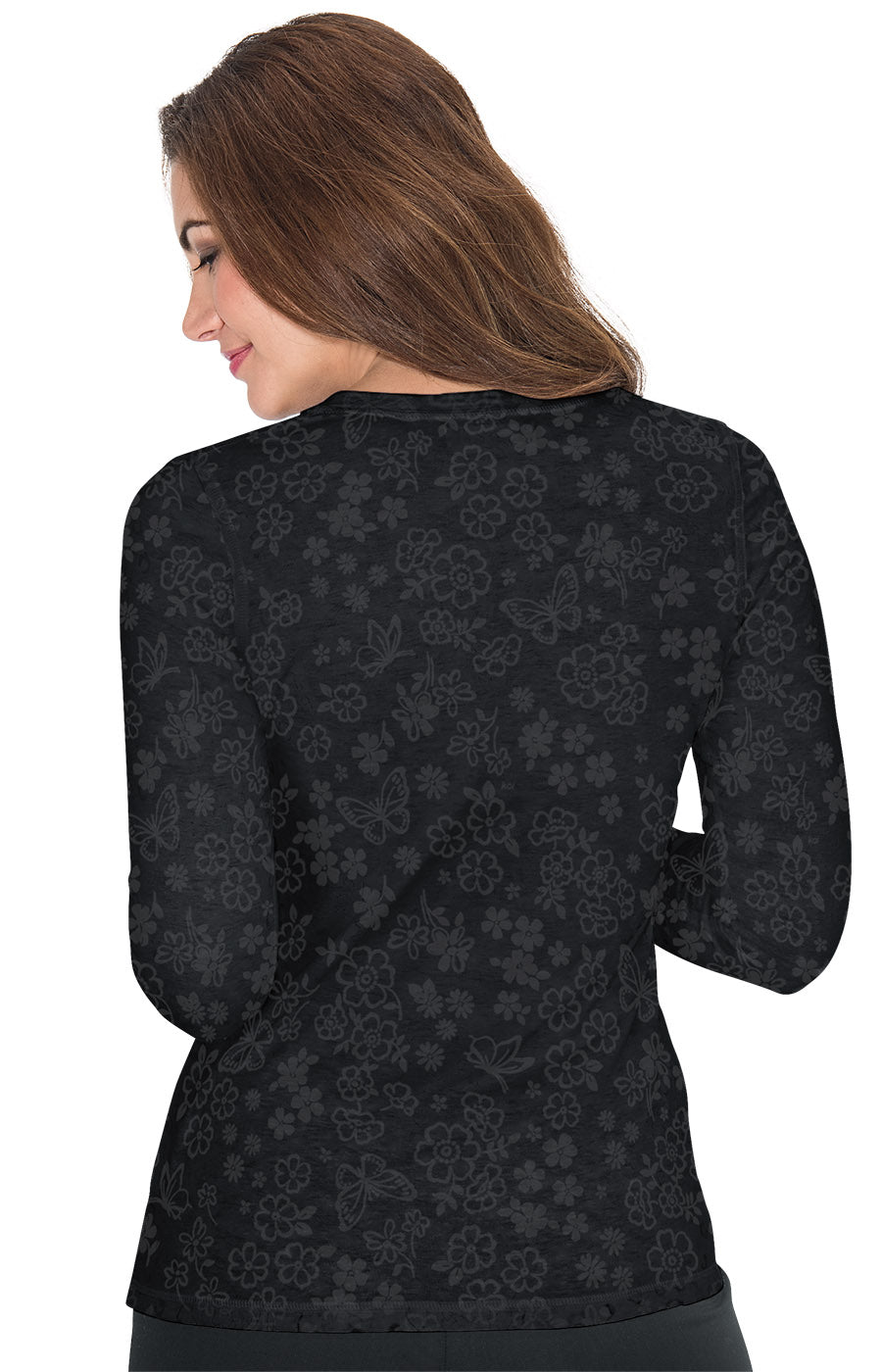 Stretch 1061PR Presley Top Flower Burnout Black