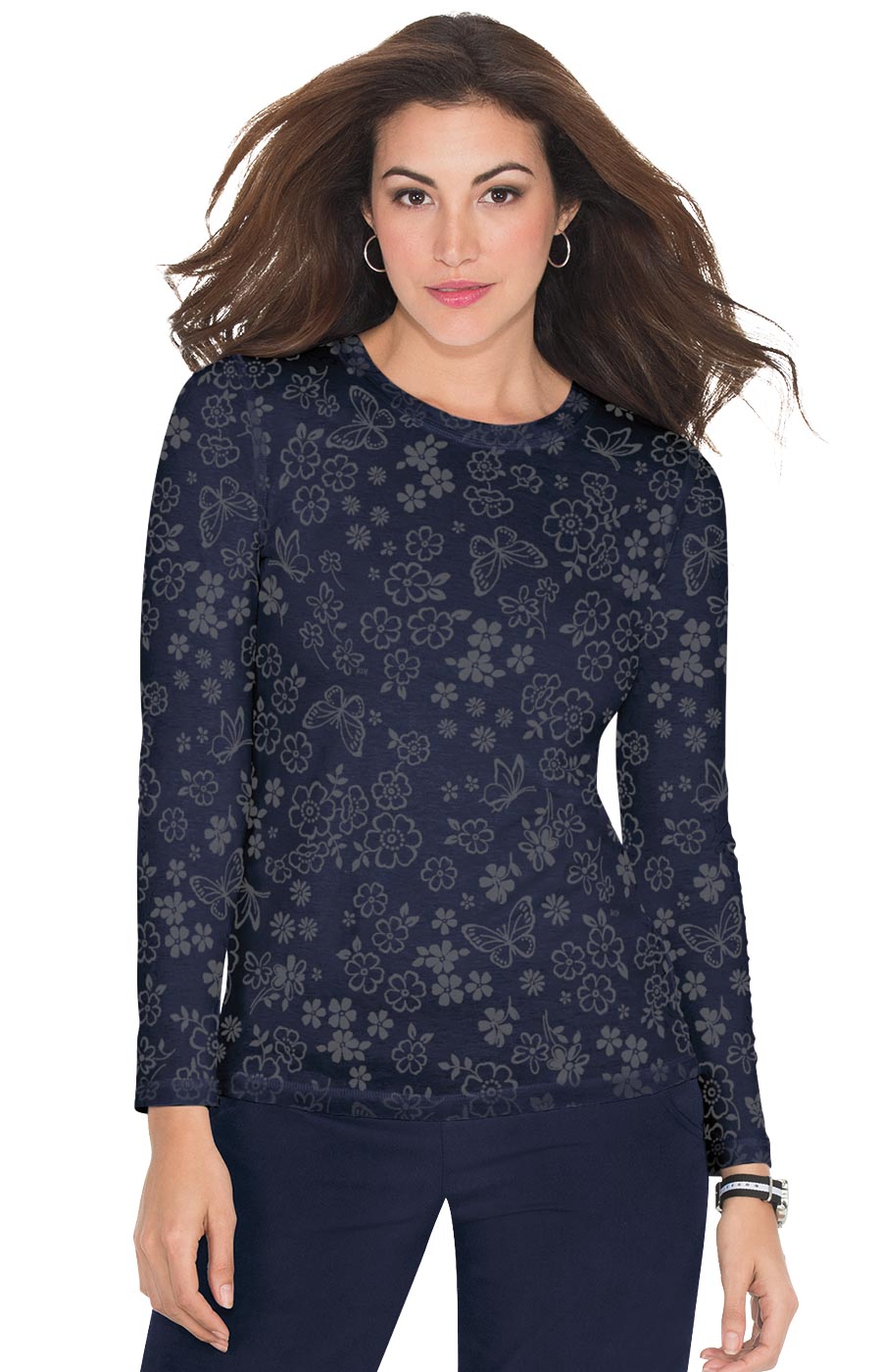 Stretch 1061PR Presley Top Flower Burnout Navy