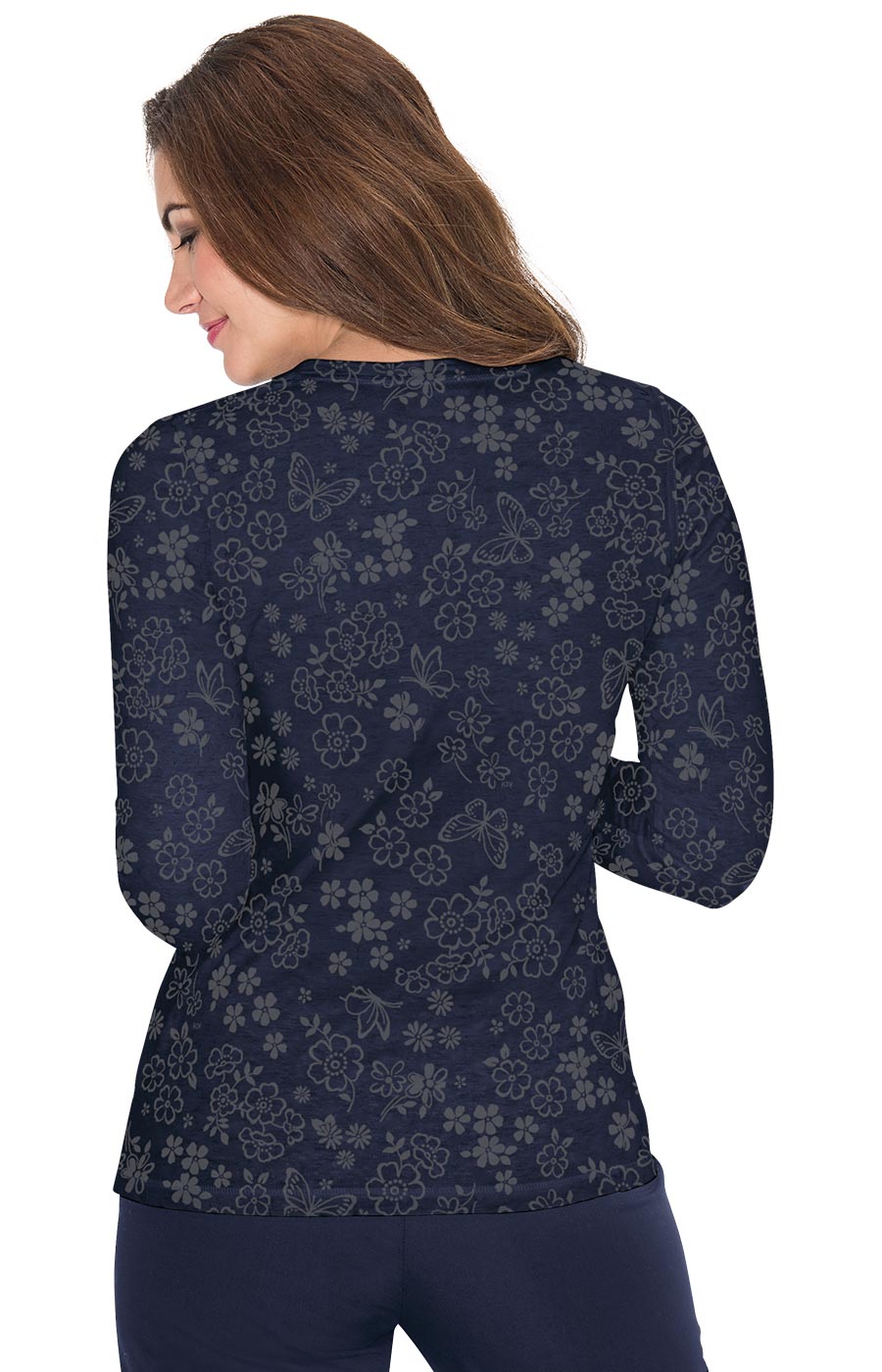 Stretch 1061PR Presley Top Flower Burnout Navy