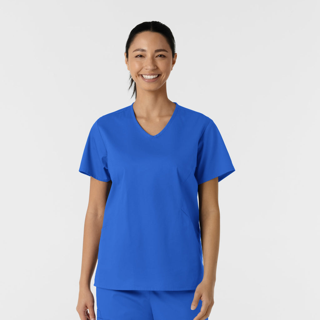 WonderWORK 106 Curved V-Neck Scrub Top Royal
