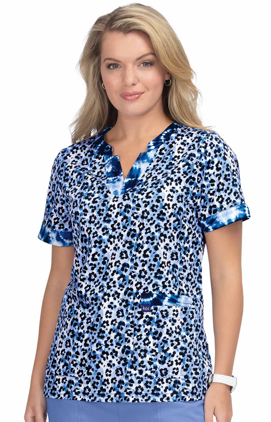 Stretch 1070PR Elena Top Tie Dye Leopard Blue