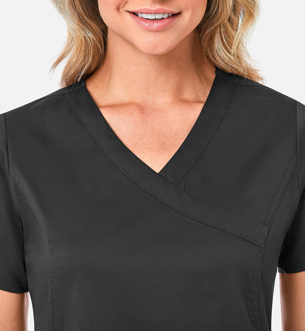 Blossom 1102 Mock Wrap Top Black