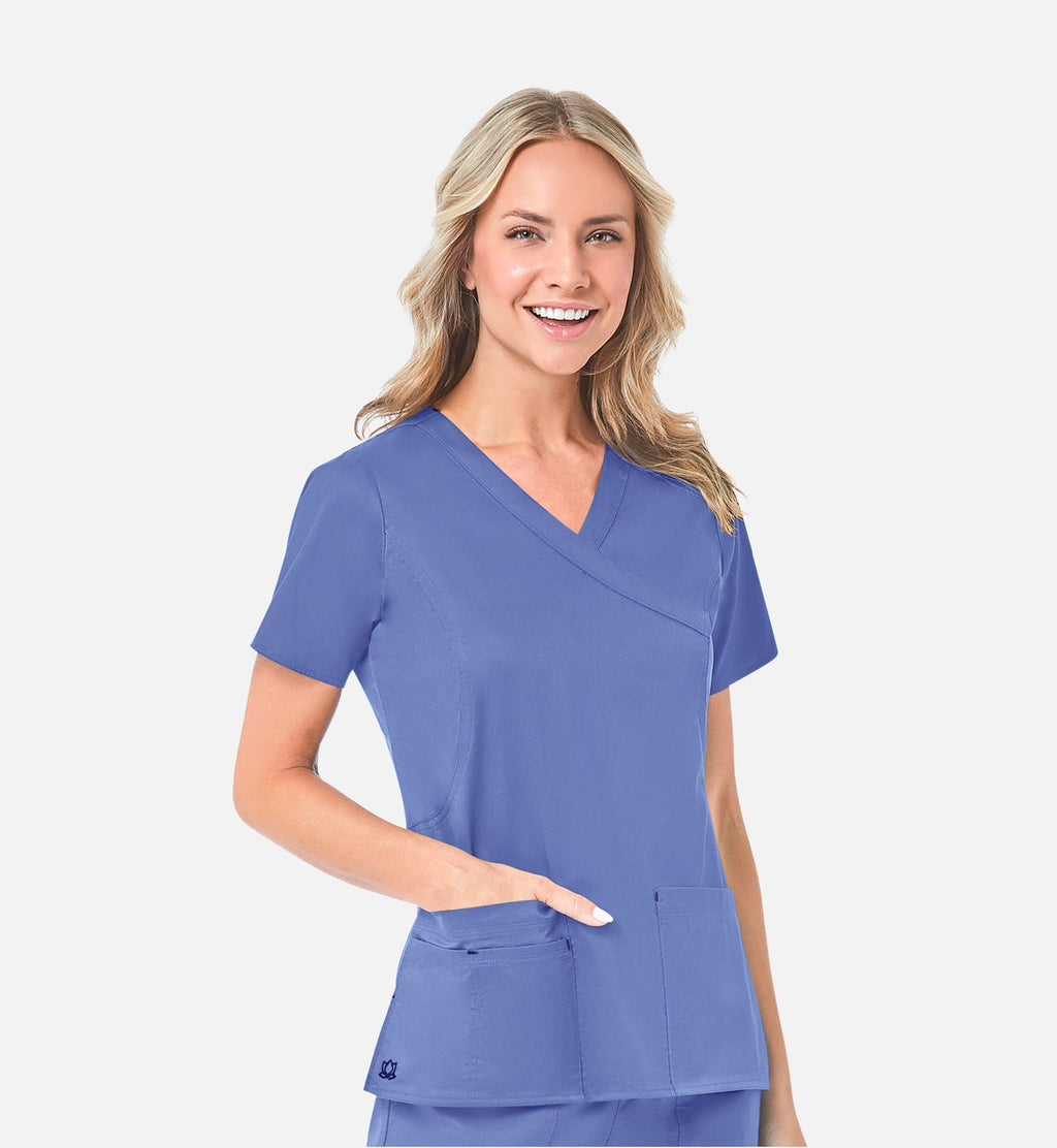 Blossom 1102 Mock Wrap Top Ceil Blue