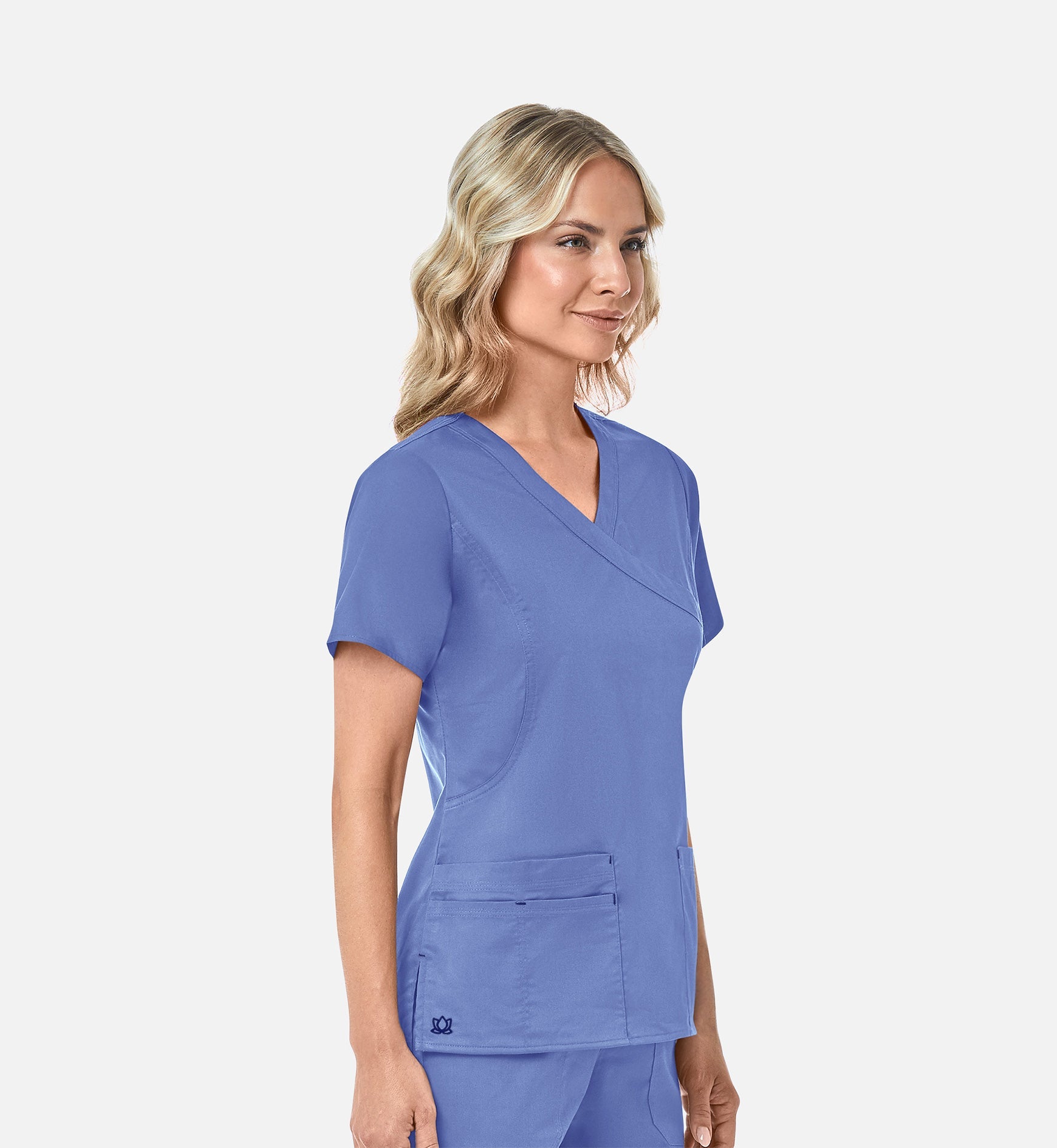 Blossom 1102 Mock Wrap Top Ceil Blue