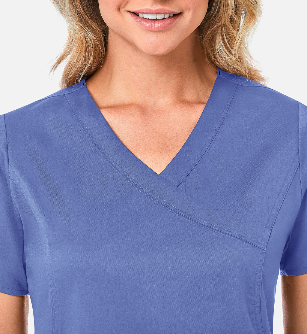 Blossom 1102 Mock Wrap Top Ceil Blue