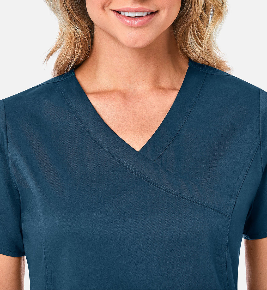 Blossom 1102 Mock Wrap Top Caribbean Blue