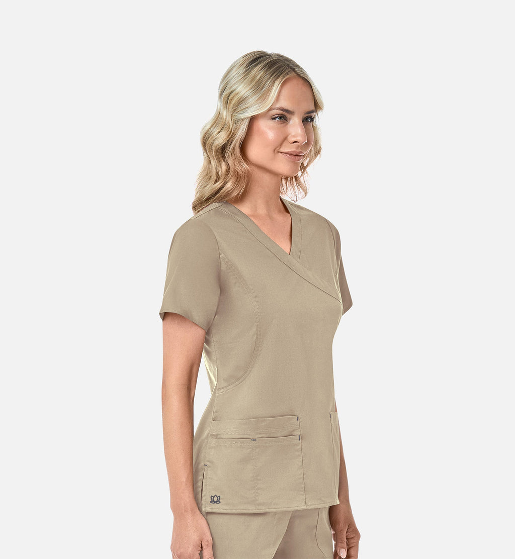 Blossom 1102 Mock Wrap Top Khaki