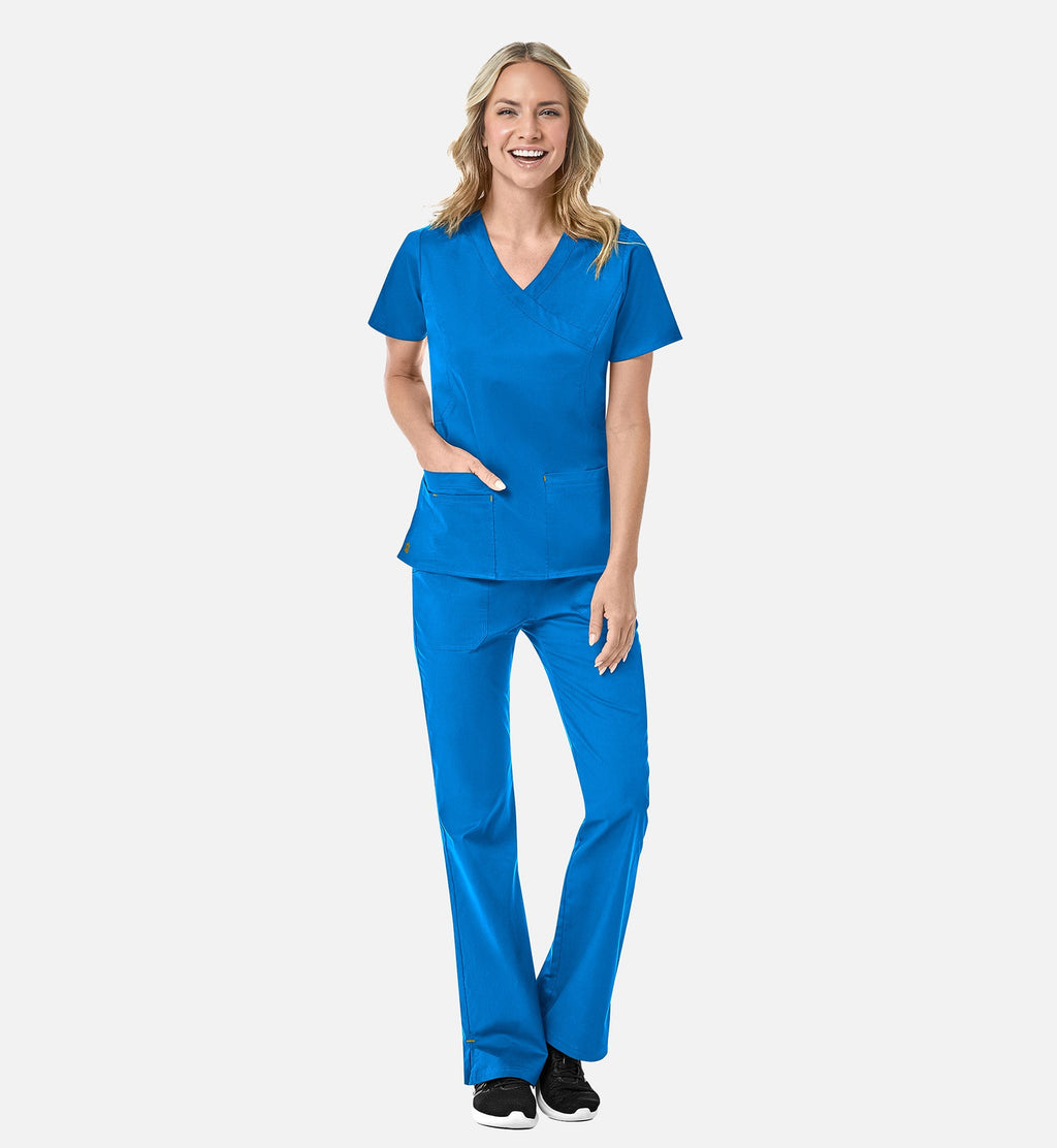 Blossom 1102 Mock Wrap Top Pacific Blue
