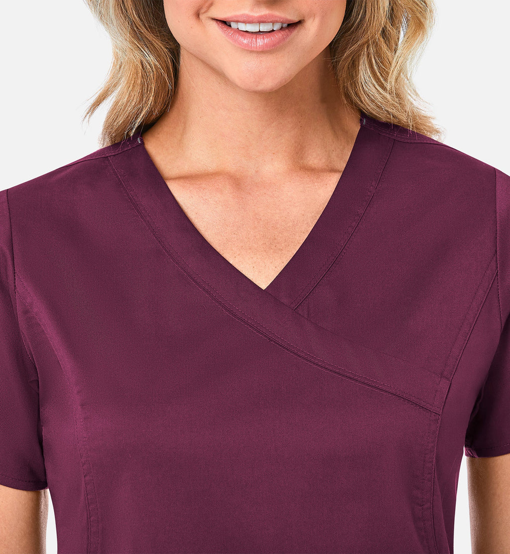 Blossom 1102 Mock Wrap Top Wine