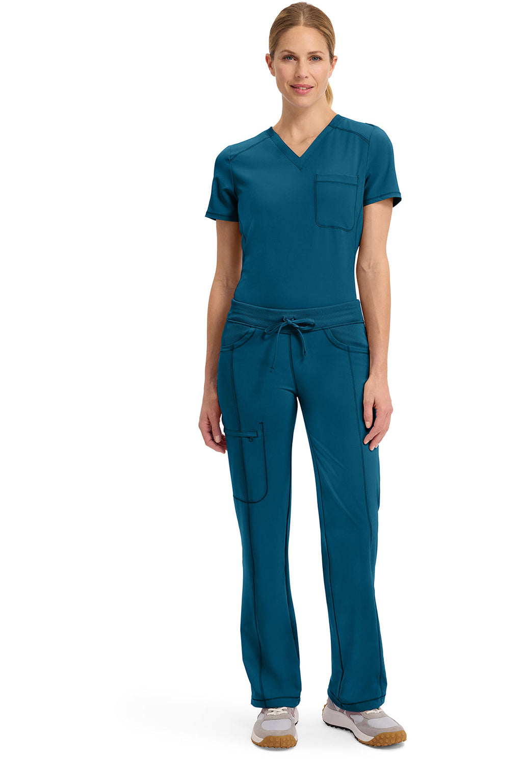 Infinity 1123A Women's Straight Leg Drawstring Scrub Pants Caribbean Blue