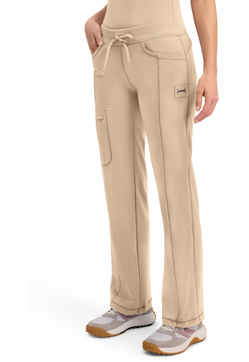 Infinity 1123A Women's Straight Leg Drawstring Scrub Pants Khaki