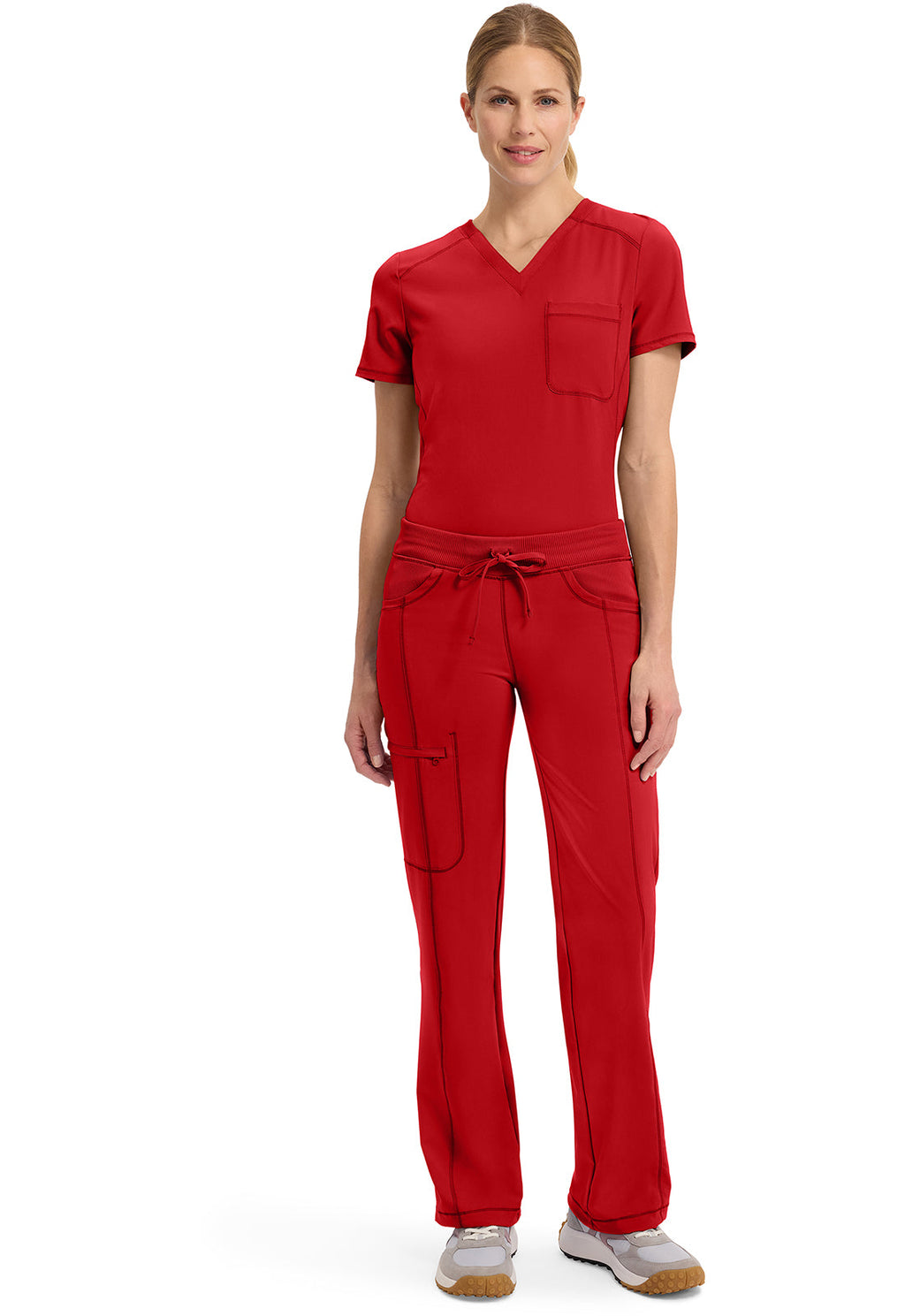 Infinity 1123A Women's Straight Leg Drawstring Scrub Pants Red