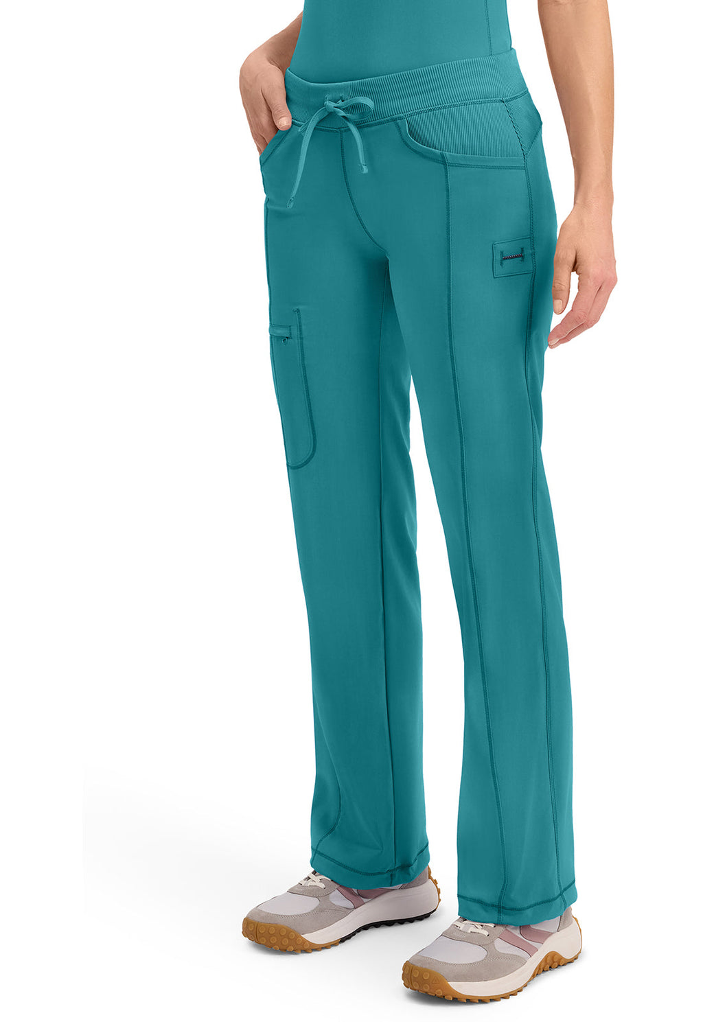 Infinity 1123A Women's Straight Leg Drawstring Scrub Pants Teal Blue